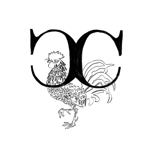 Cripple Creek Farm mark, two C's with a rooster